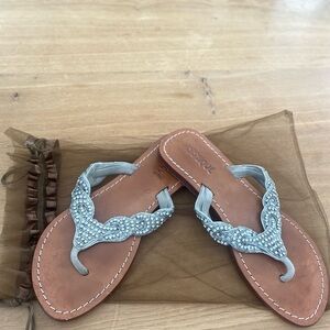 Mystique Rhinestone, Silver and Brown Sandals